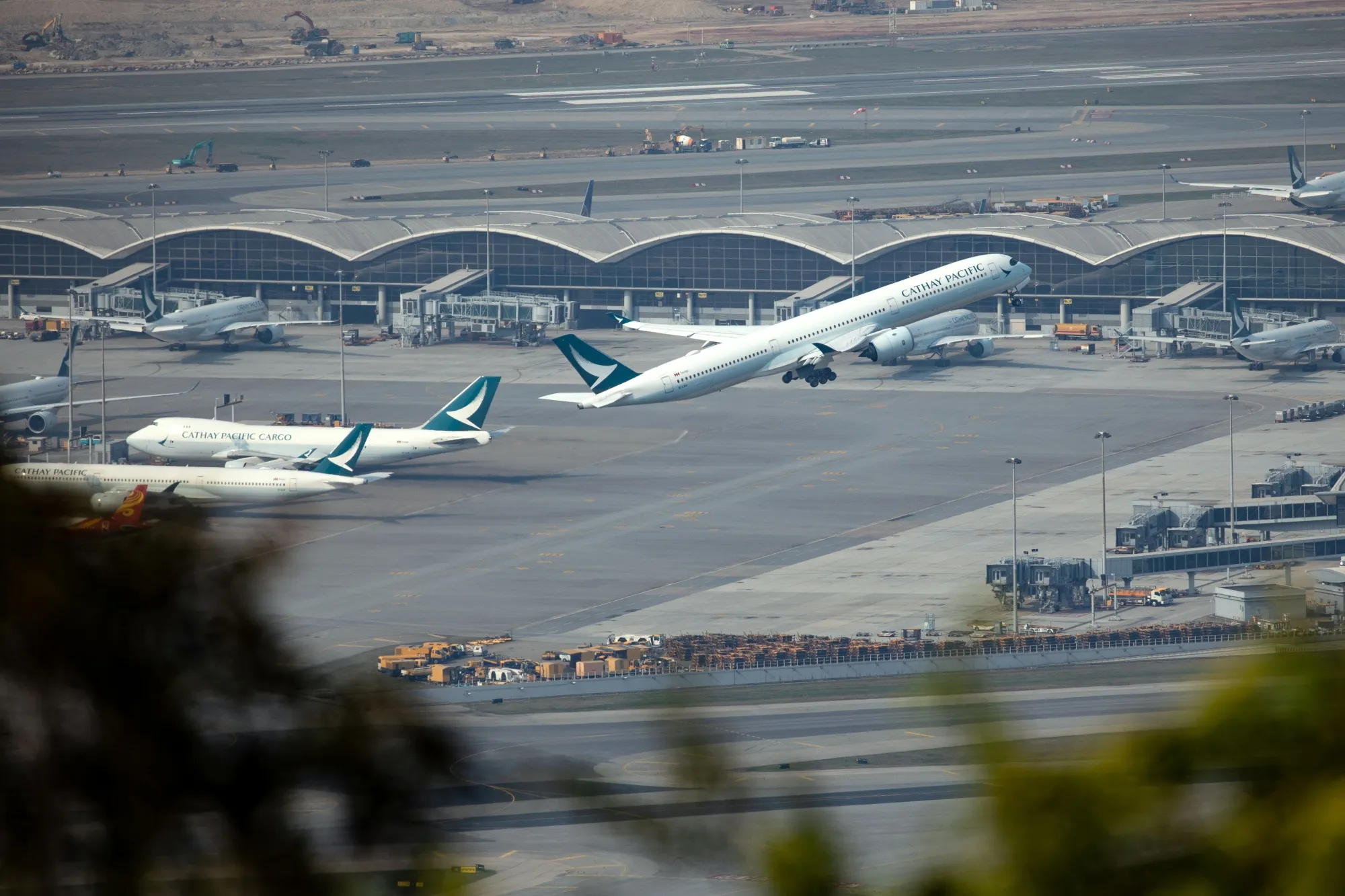 Cathay Pacific Aircraft At Hong Kong International Airport As Airline Reports Earnings Results