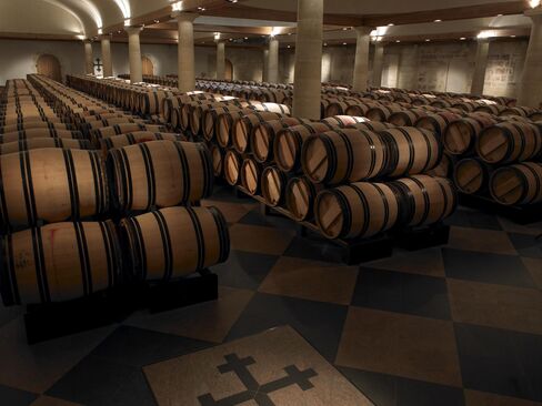 The 1,000-square-meter cellar of Château La Mission Haut Brion, where current wines are aged.