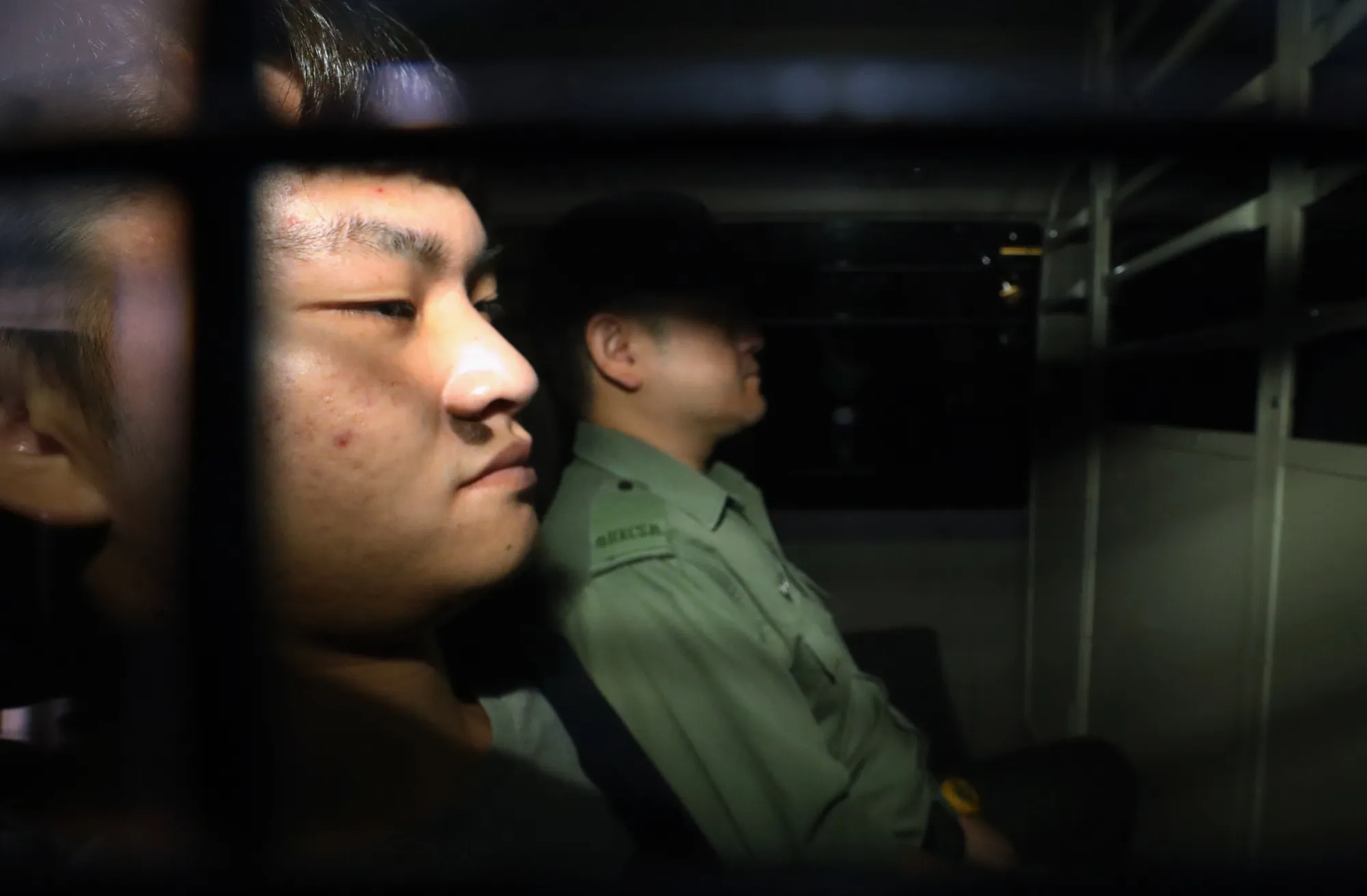 Chan Tong-kai in a prison van on April 29.
