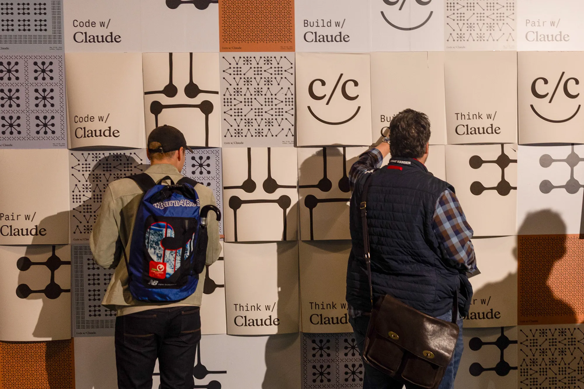 Branding for Claude Code on removable posters at Anthropic PBC's Code with Claude developer conference in London on May 19.