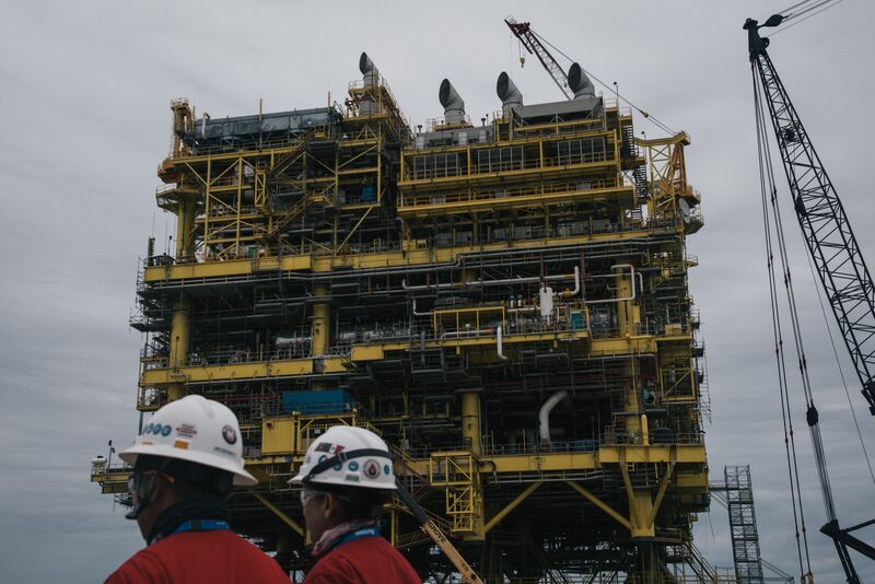 An oil platform being built in Mexico in 2018.