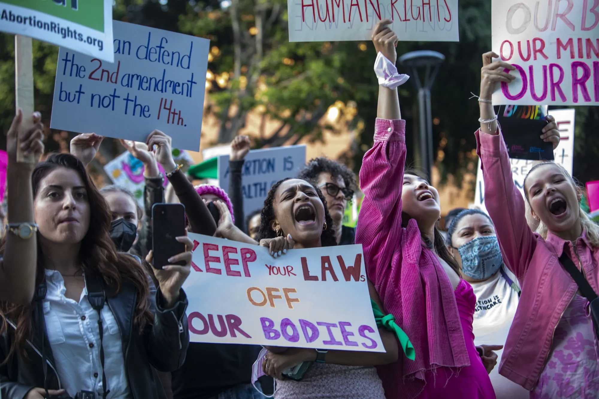 Demonstrators during an abortion-rights protest in Los Angeles, California.