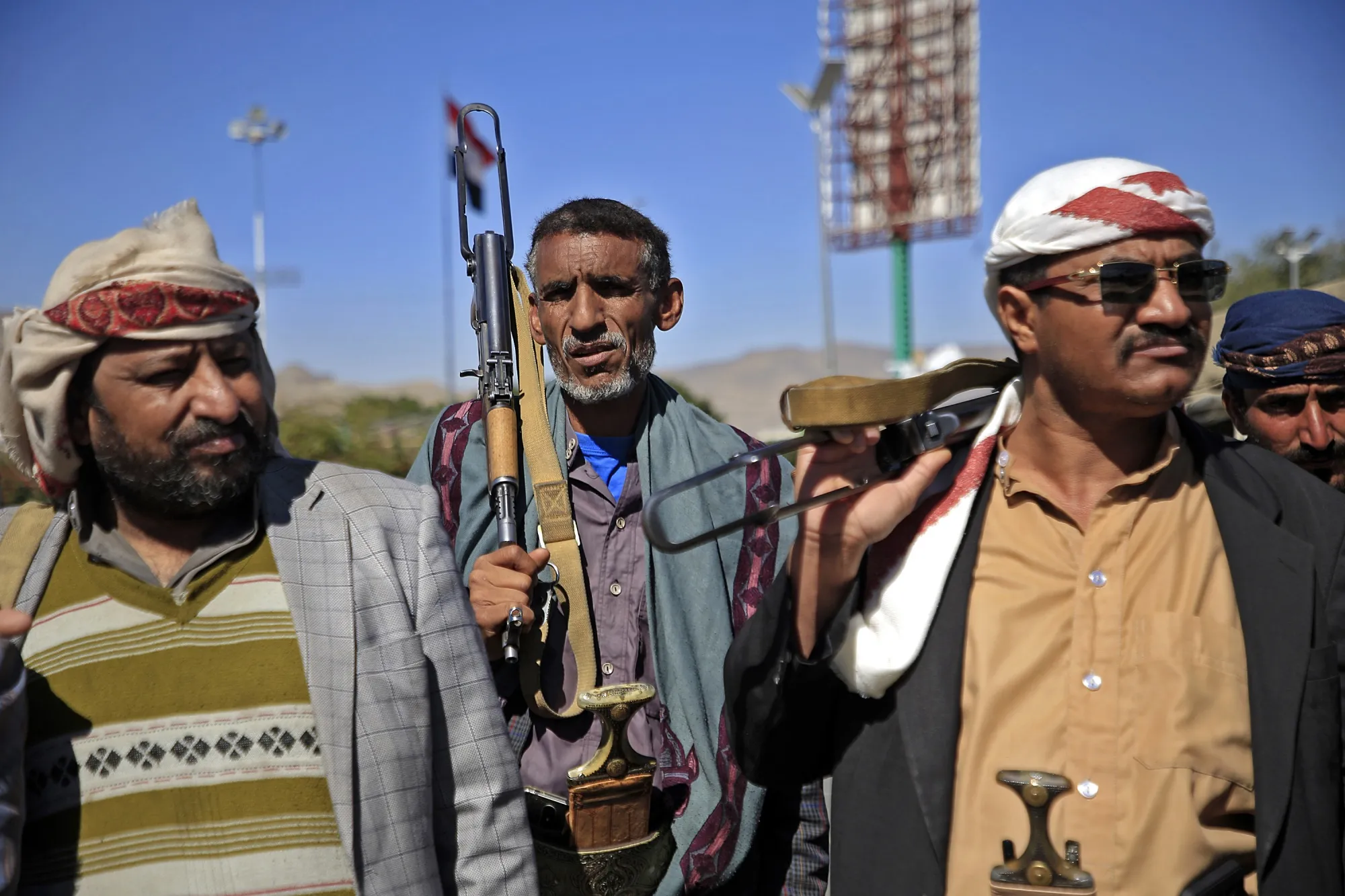 Yemeni tribesmen attend a rally denouncing the United States.
