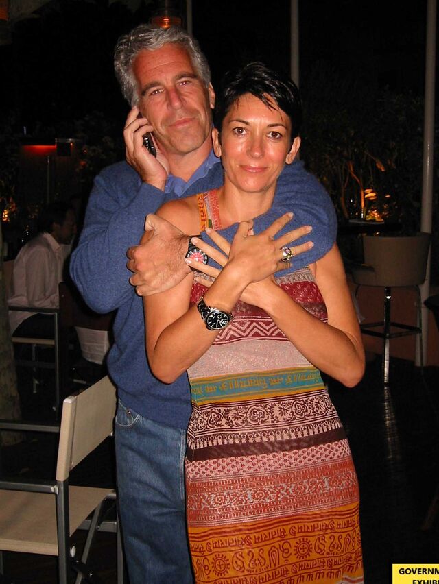 Circa late 1990s: Jeffrey Epstein with his arm around Ghislaine Maxwell