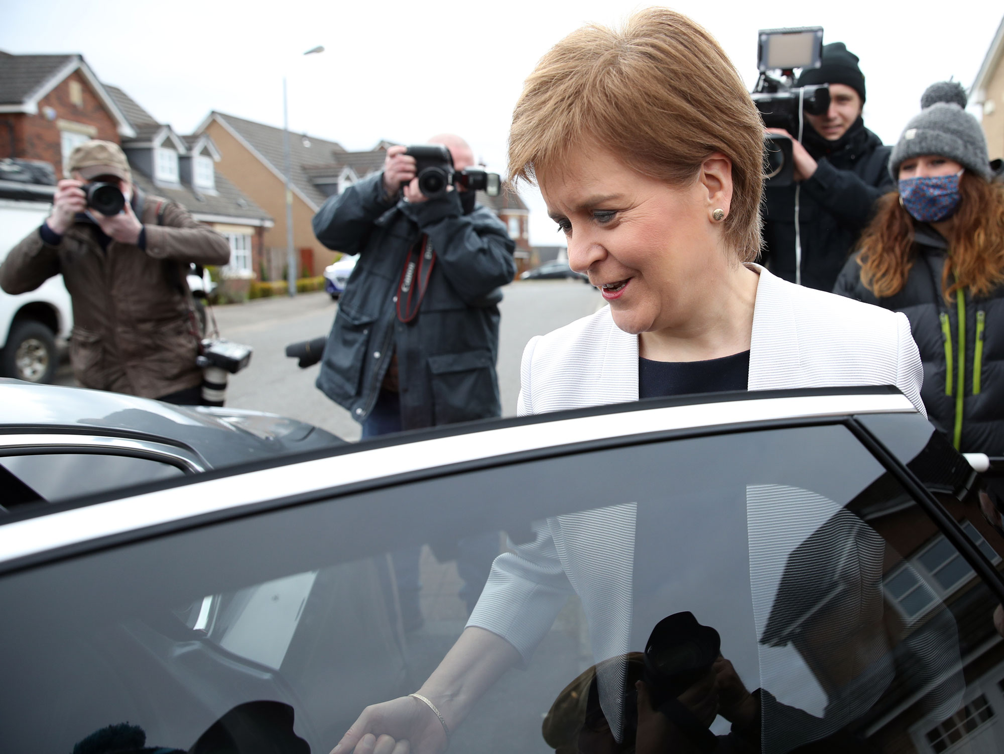 Nicola Sturgeon departs her home in Glasgow, U.K., on March 22.
