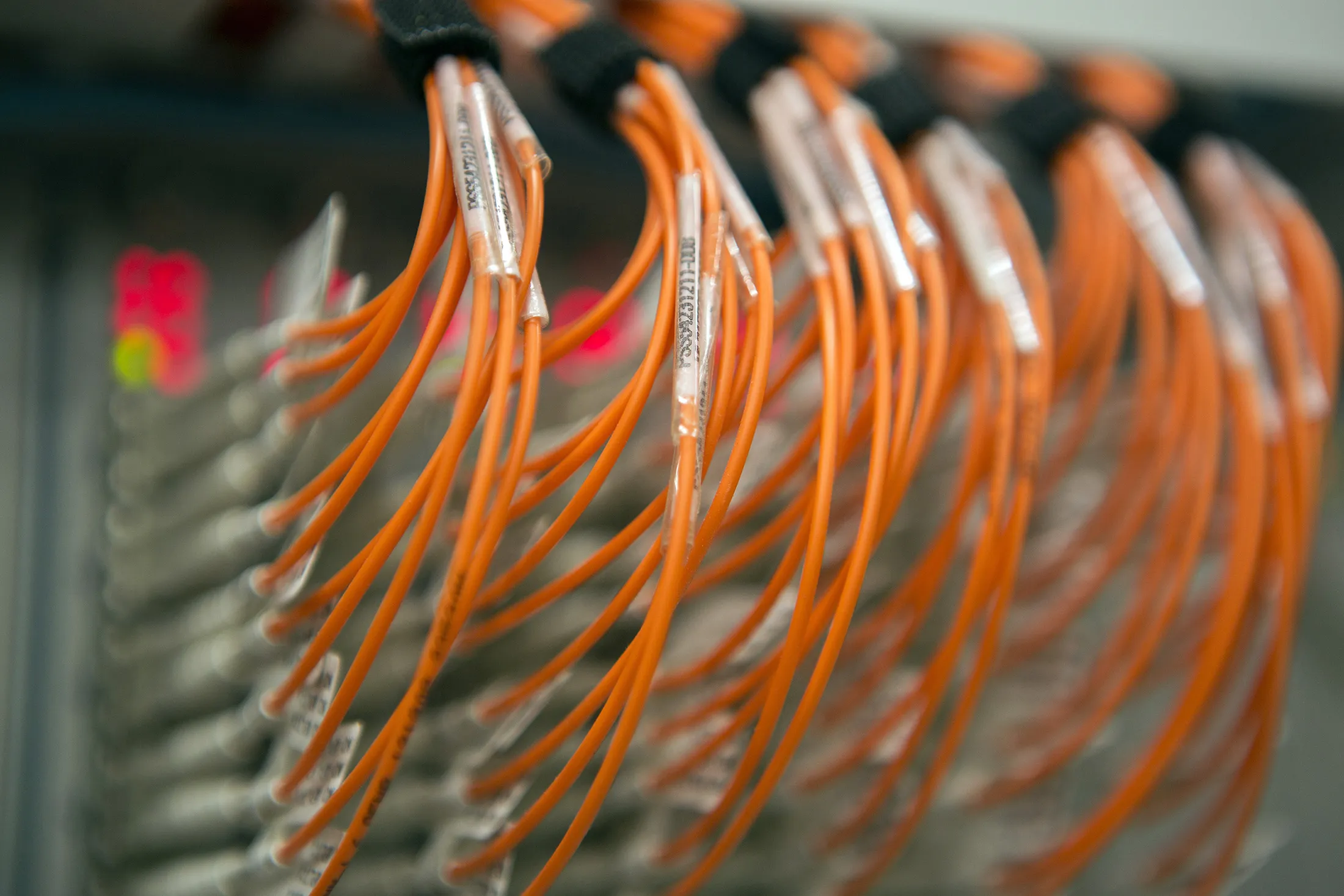 Fiber optic cables are connected to a server at Telefonos de Mexico SAB (Telmex) headquarters in Mexico City, Mexico, on Saturday, April 5, 2014. Telcel's Digital Village event, hosted by Telmex and Telcel, and powered by Infinitum, is free and open to the public from April 11 to April 27. Telmex plans to install more than 125 kilometers of fiber optic cable to create a network in the Zocalo where attendees can participate in a wide variety of activities consisting of courses, workshops, conferences, contests and IT project incubation.
