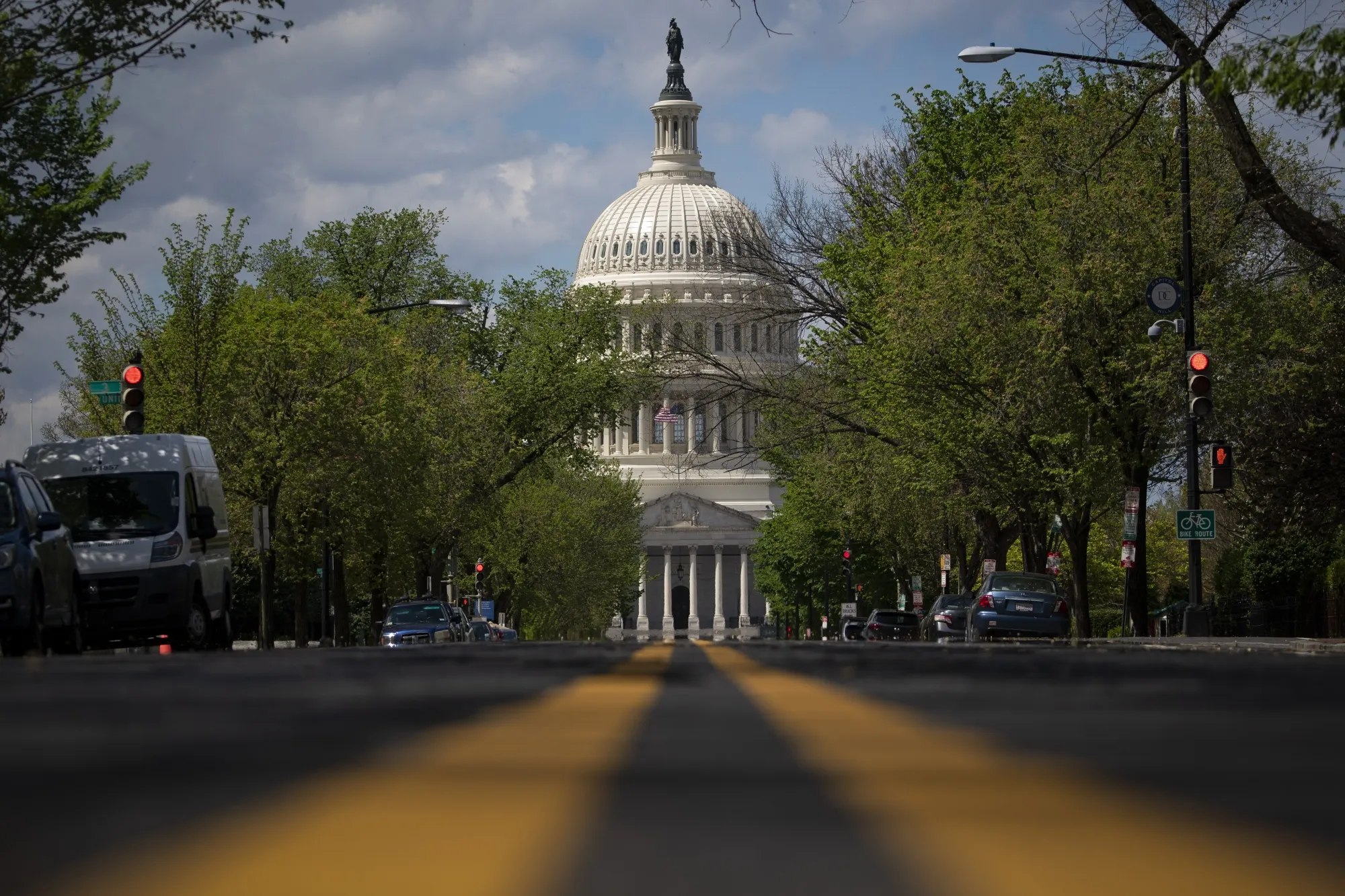 The U.S. Capitol stands past East Capitol Street in Washington, D.C., on April 9.