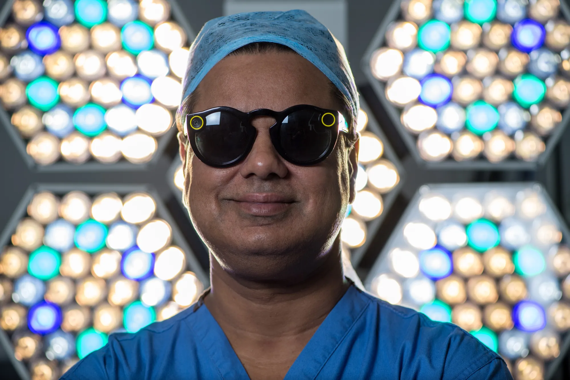 Shafi Ahmed with his Snap Spectacles.