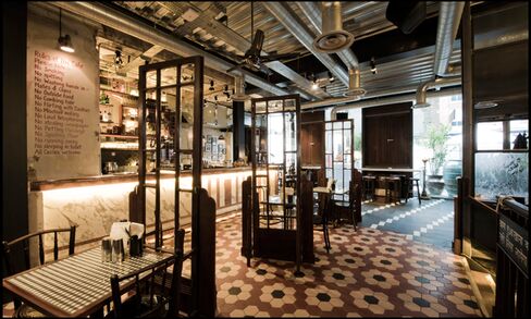 Dishoom is beautifully designed in the style of an old Bombay cafe.