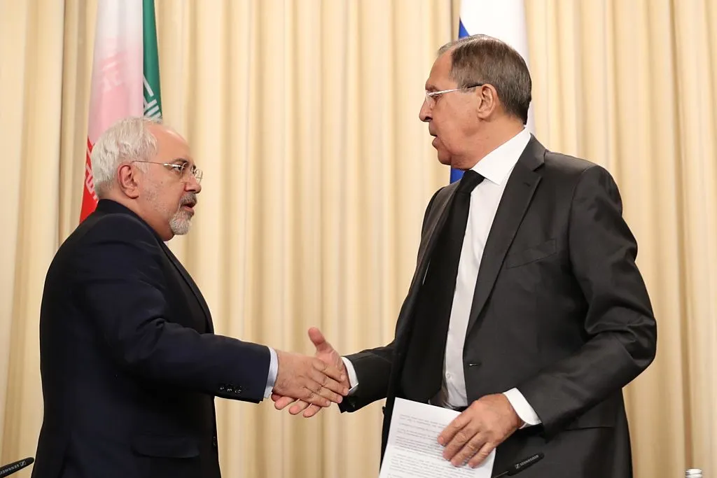 Iran's foreign minister, Mohammad Javad Zarif, and his Russian counterpart, Sergei Lavrov.
