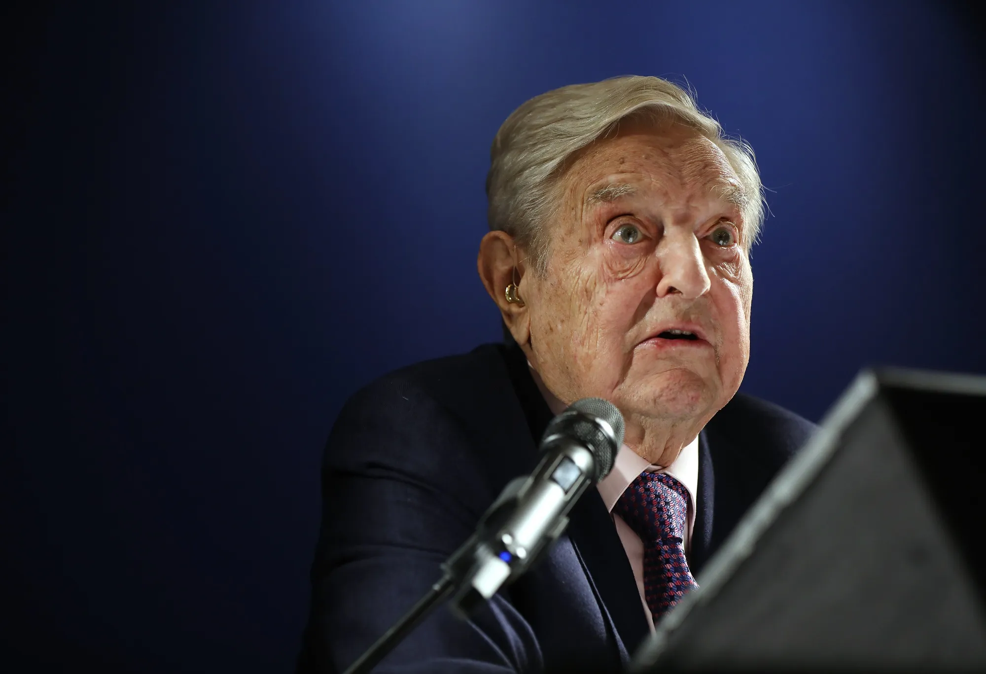George Soros, billionaire and founder of Soros Fund Management LLC, speaks at the World Economic Forum&nbsp;in Davos in&nbsp;January 2019.