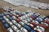 This photo taken on May 26, 2018 shows MG cars produced by SAIC Motor Corp (Shanghai Automotive Industry Corporation) waiting to be exported to the US at a port in Lianyungang in China's eastern Jiangsu province.