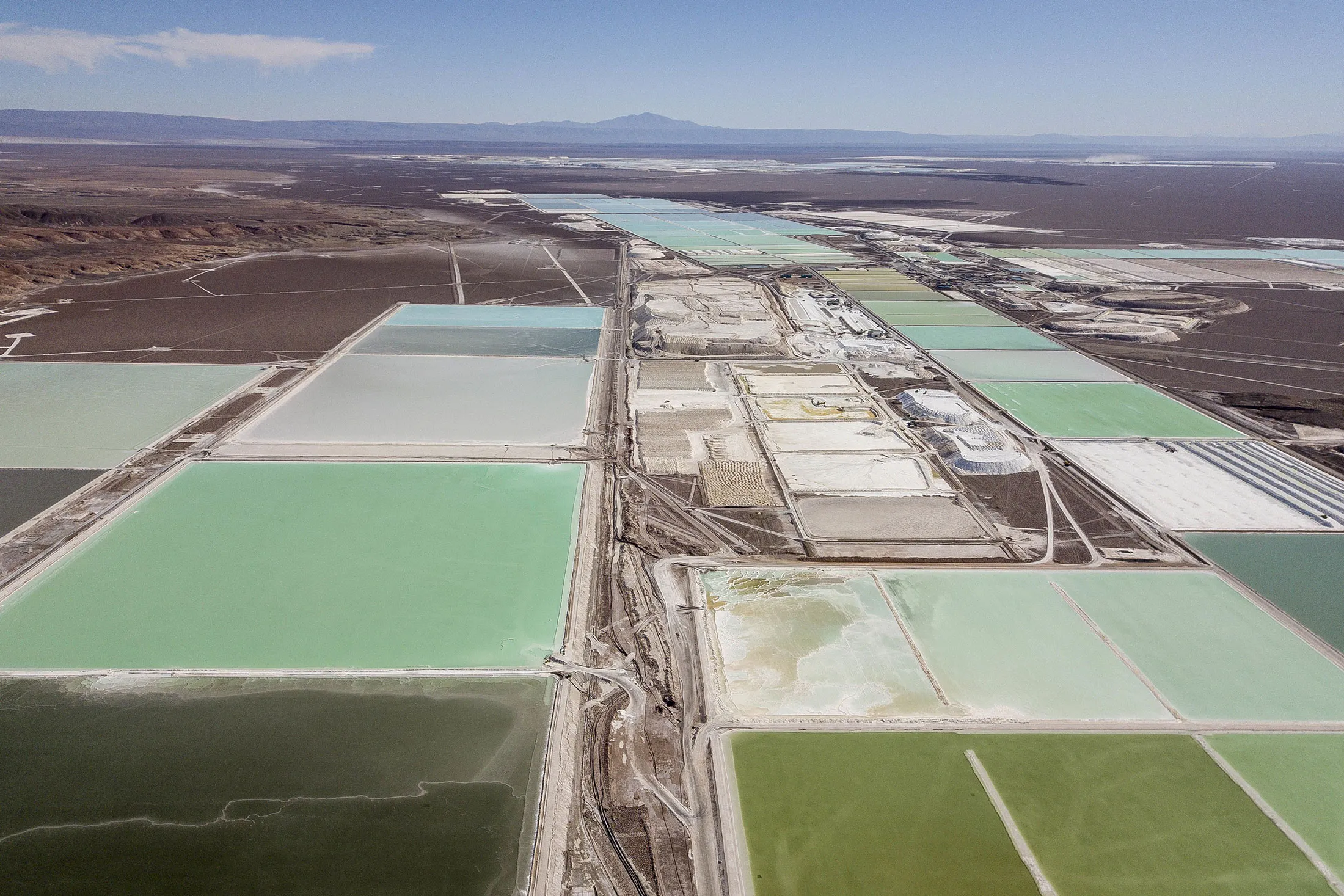 Separation ponds at a lithium mine in the Antofagasta region.