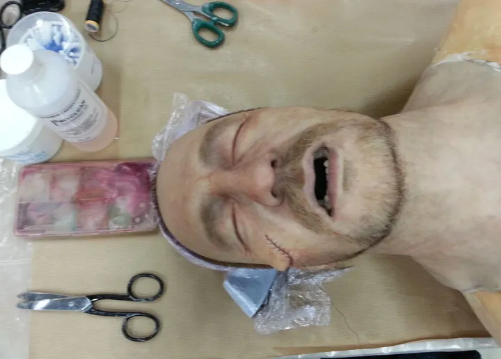 A replica of David Thewlis's head.
