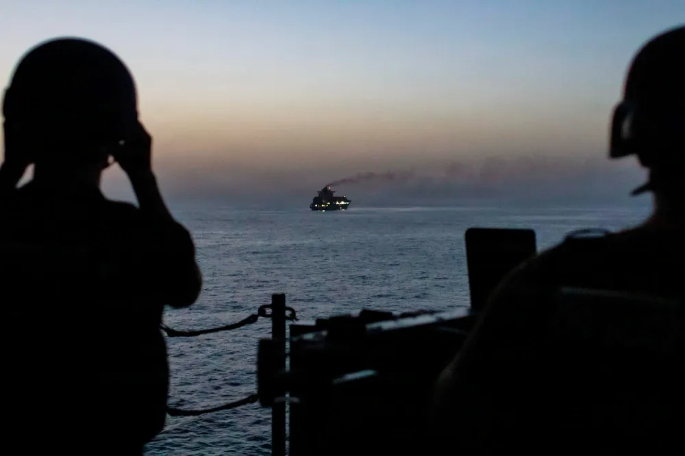 US forces patrol the Arabian Sea on April 20