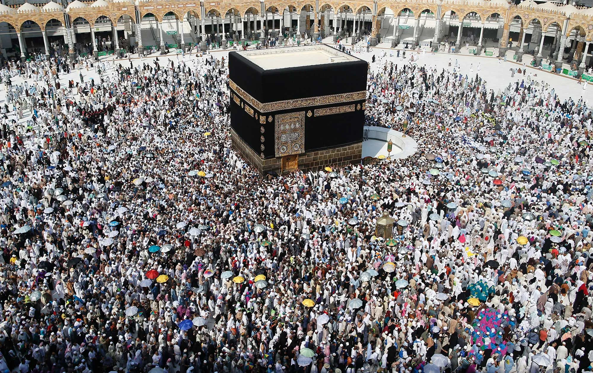 Muslim pilgrims from all around the world circle around the Kaaba at the Grand Mosque, in the Saudi city of Mecca on September 14, 2016.
