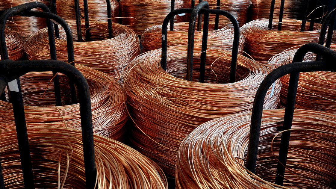 Coiled lengths of copper wire.
