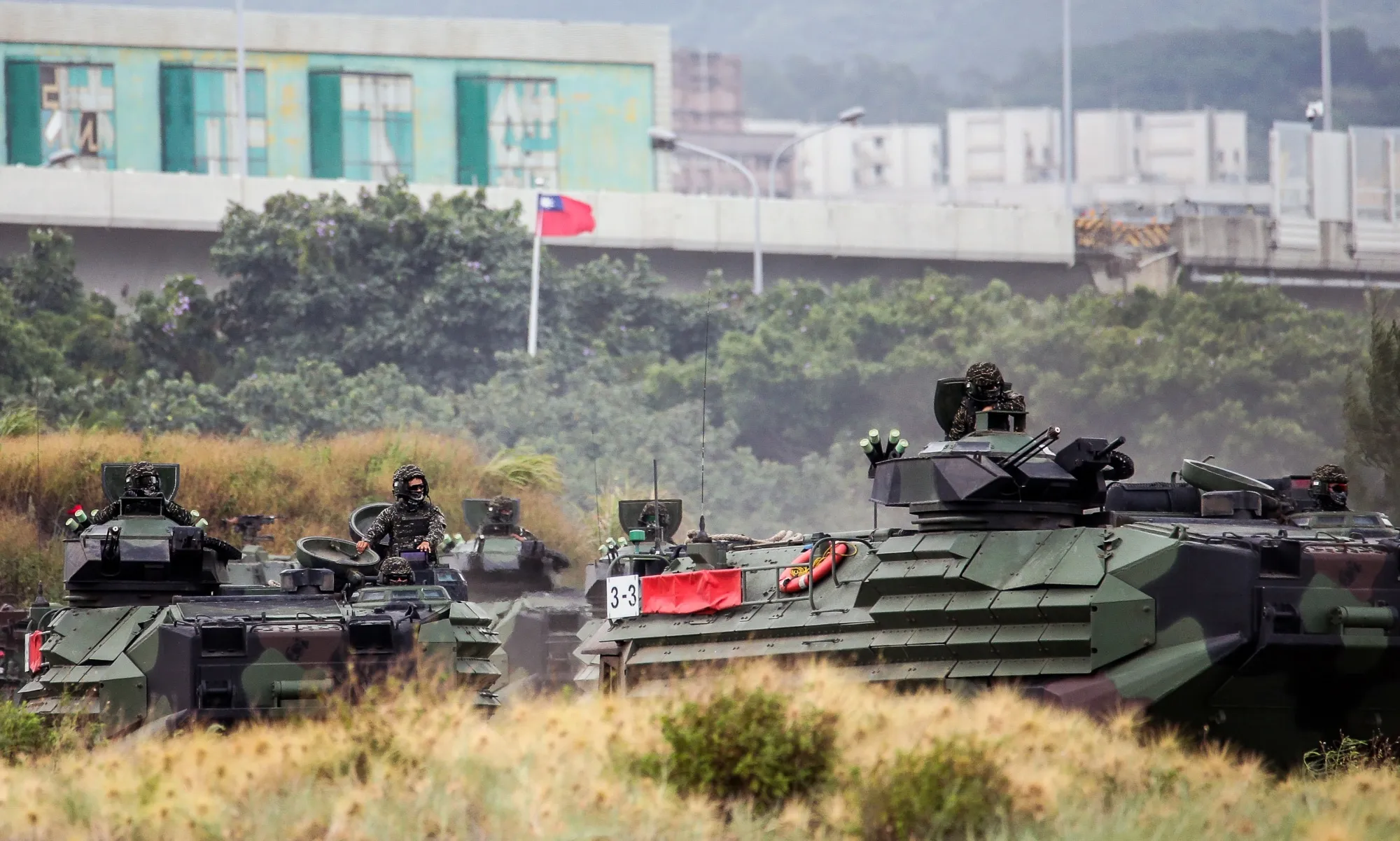 Assault amphibious vehicles on Bali beach during the Han Kuang military exercise in New Taipei City, Taiwan, on&nbsp;July 27.