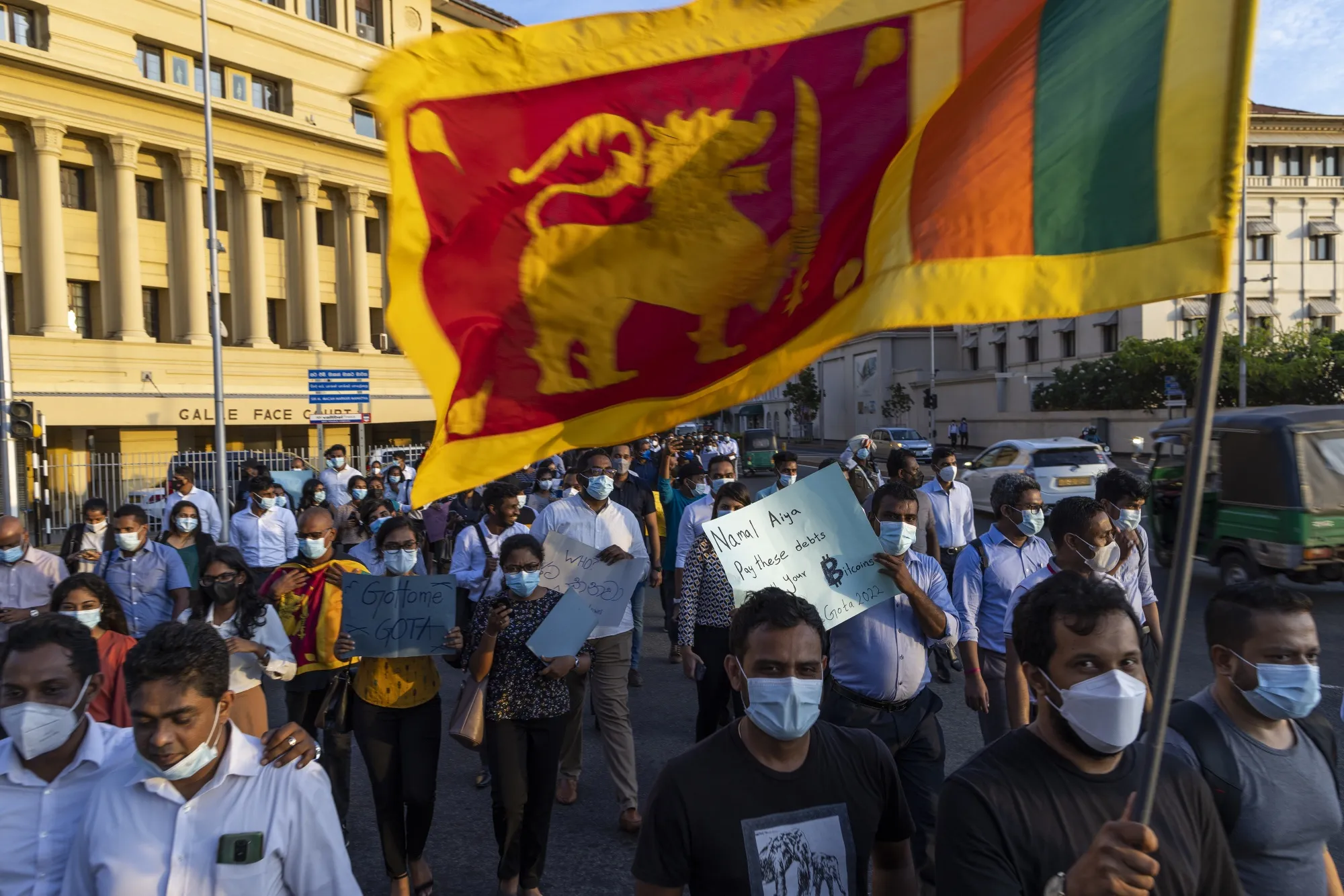 Demonstrators in Colombo, Sri Lanka, on, April 18.