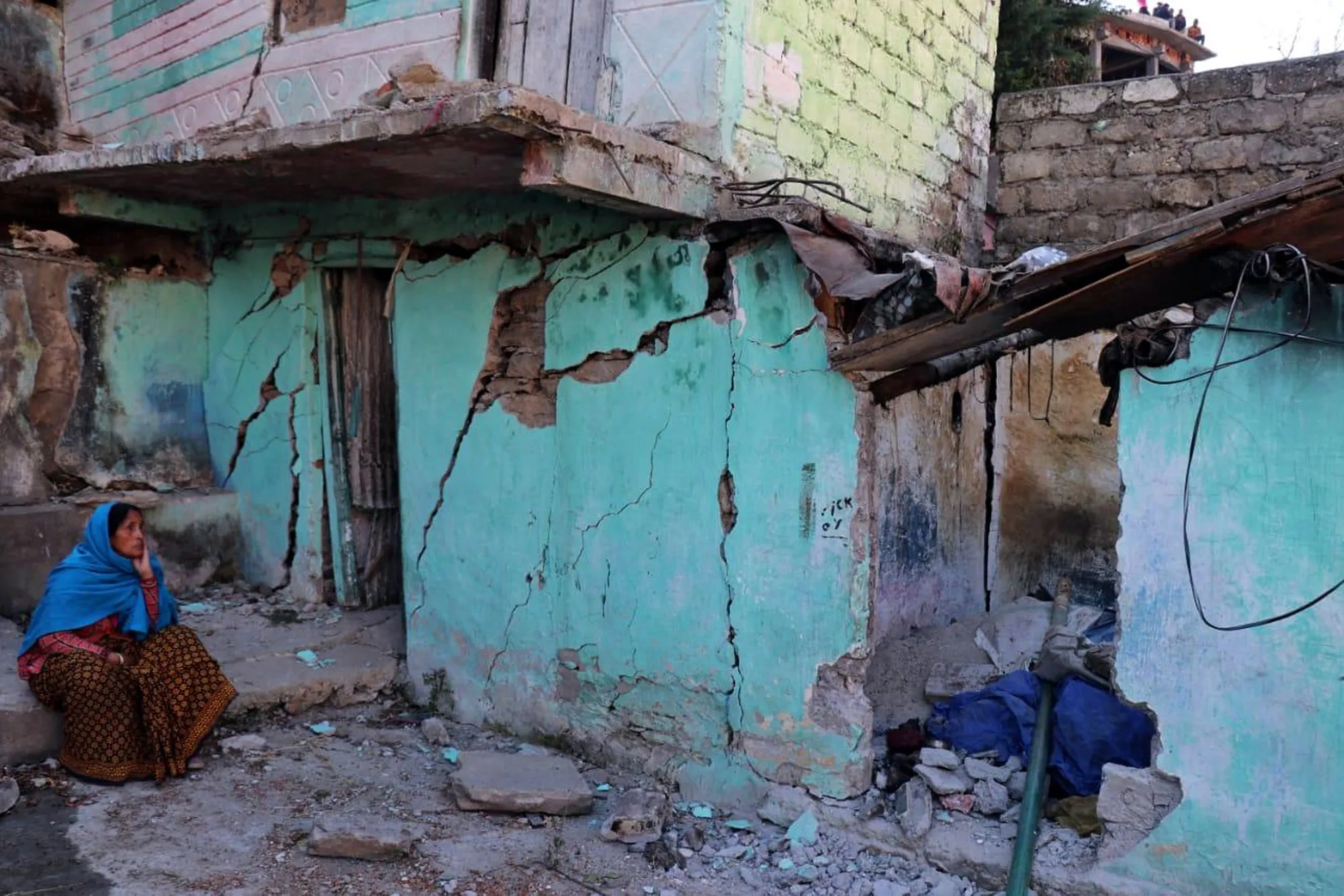 A house with cracked wall in Joshimath, Uttarakhand state on Jan. 8.