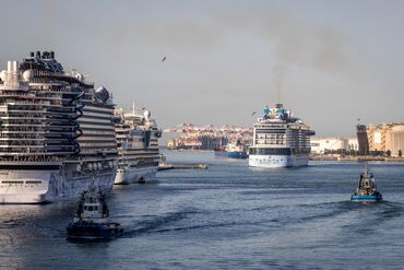 Cruise ships in Barcelona.
