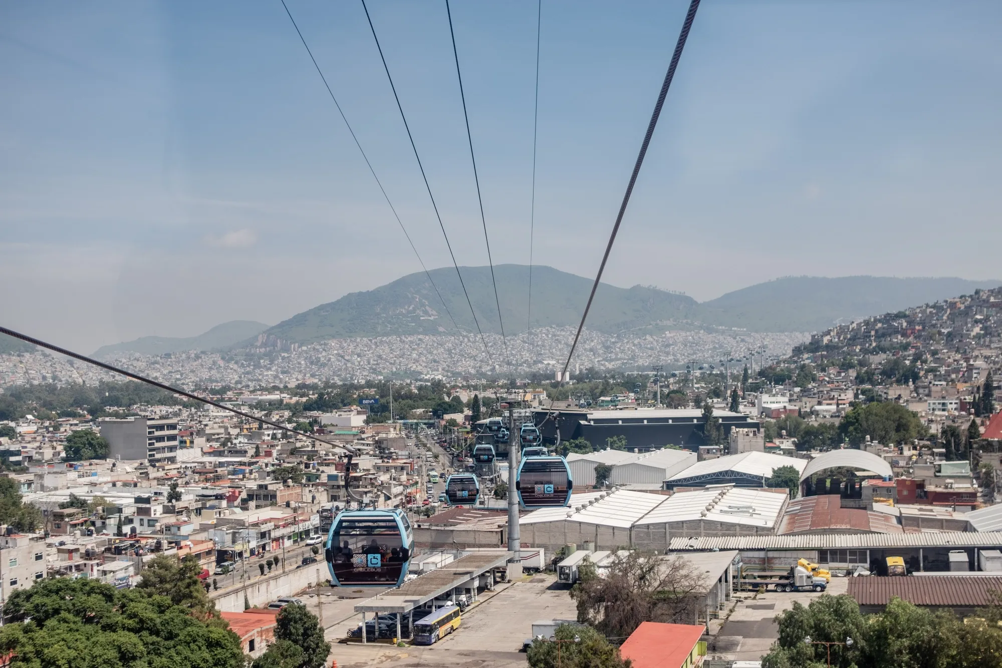 The Line 1 Cablebus system above Mexico City.