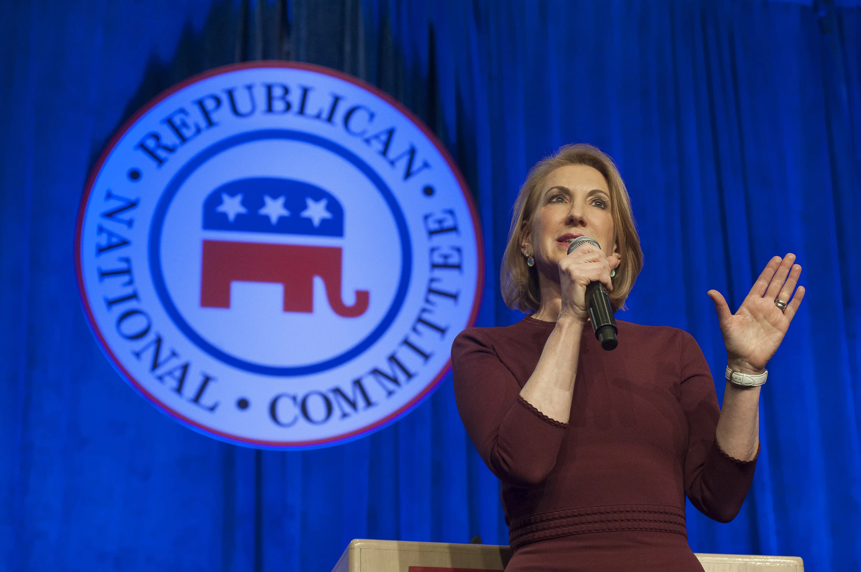 SCOTTSDALE, AZ - MAY 13: Republican presidential candidate Carly Fiorina speaks during the welcome reception at the Republican National Committee Spring meeting May 13, 2015 at The Phoenician in Scottsdale, Arizona. Fiorina, a former CEO of Hewlett-Packard, is seeking the Republican nomination for the 2016 presidential race.

