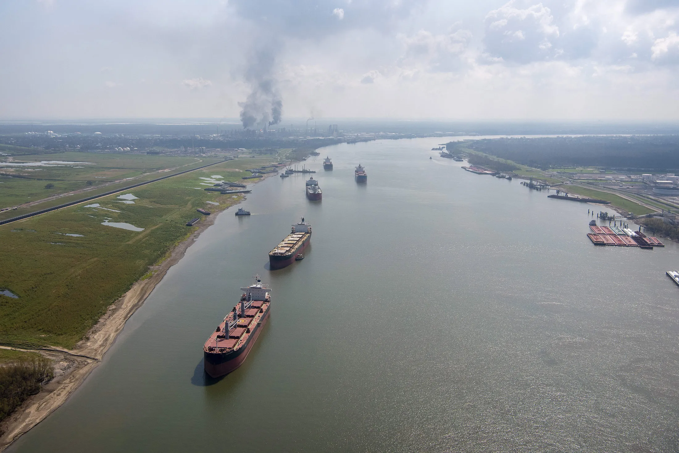 Mississippi River cargo traffic near Luling, La.