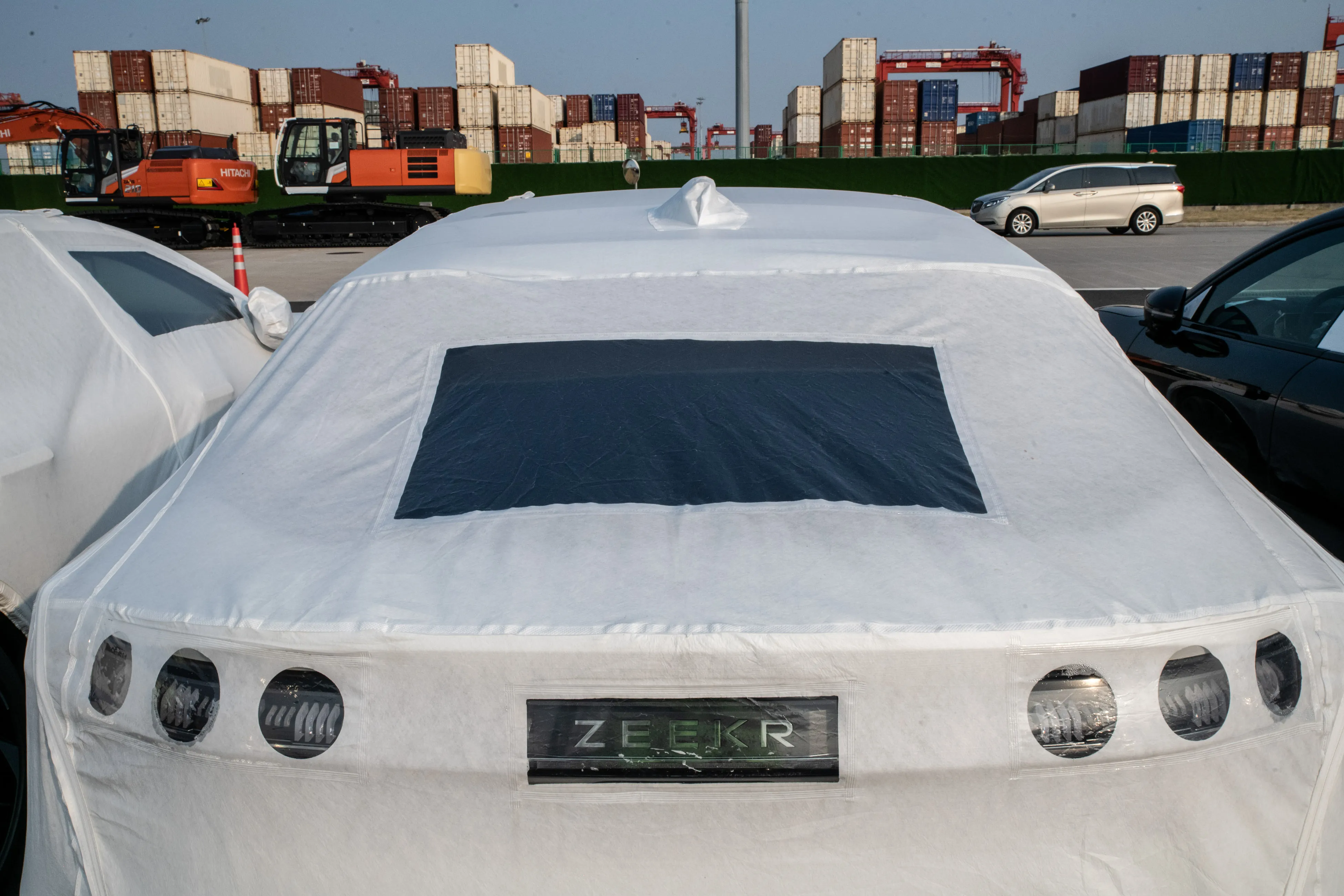 Geely Automobile Holdings Ltd.'s Zeekr electric vehicles bound for shipment to Europe at the Port of Taicang in Taicang, Jiangsu Province, China.