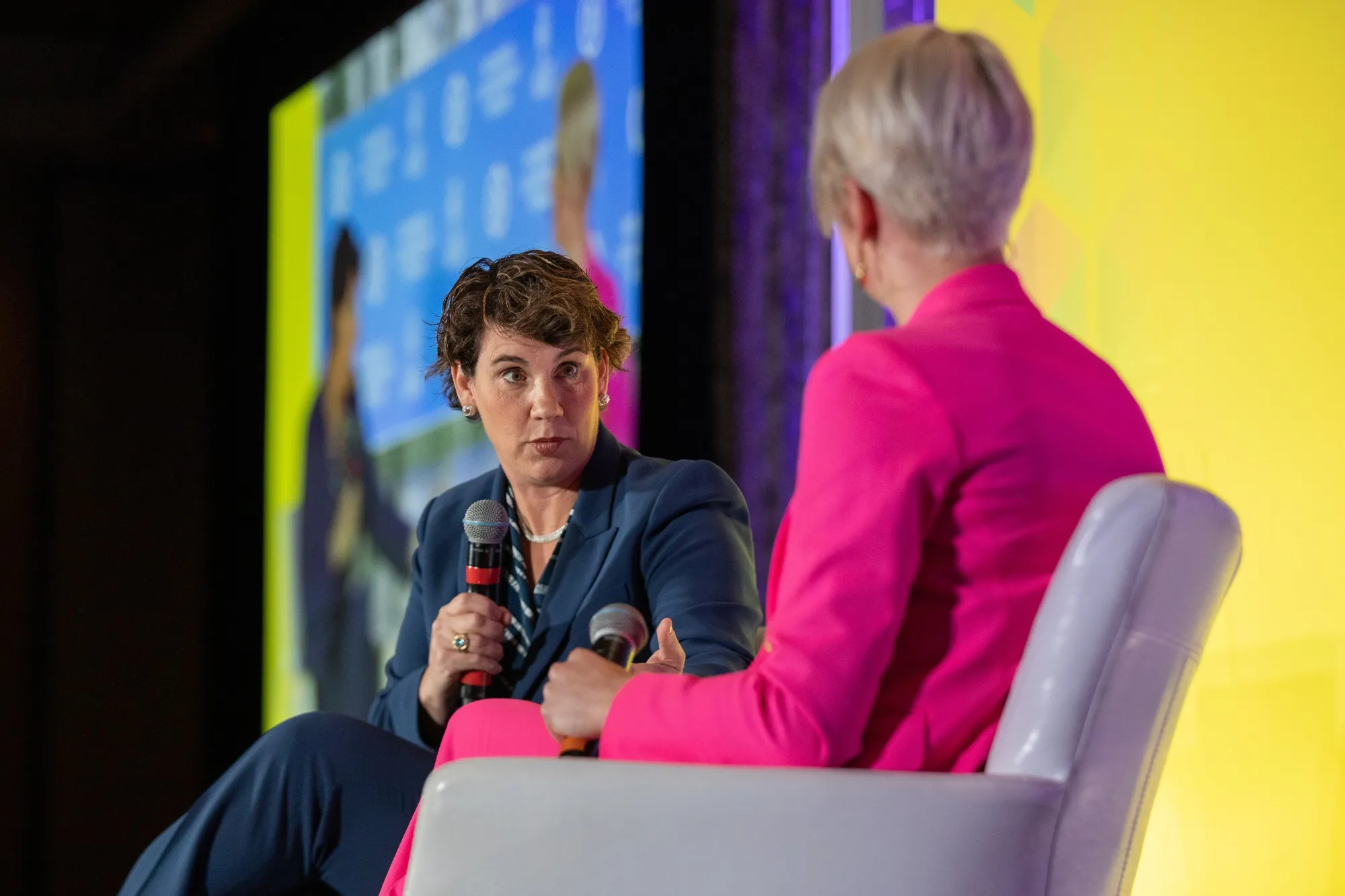 Kentucky Democrat&nbsp;Amy McGrath speaks during the DNC Women's Leadership Forum conference in Washington on Oct. 17, 2019.es.
