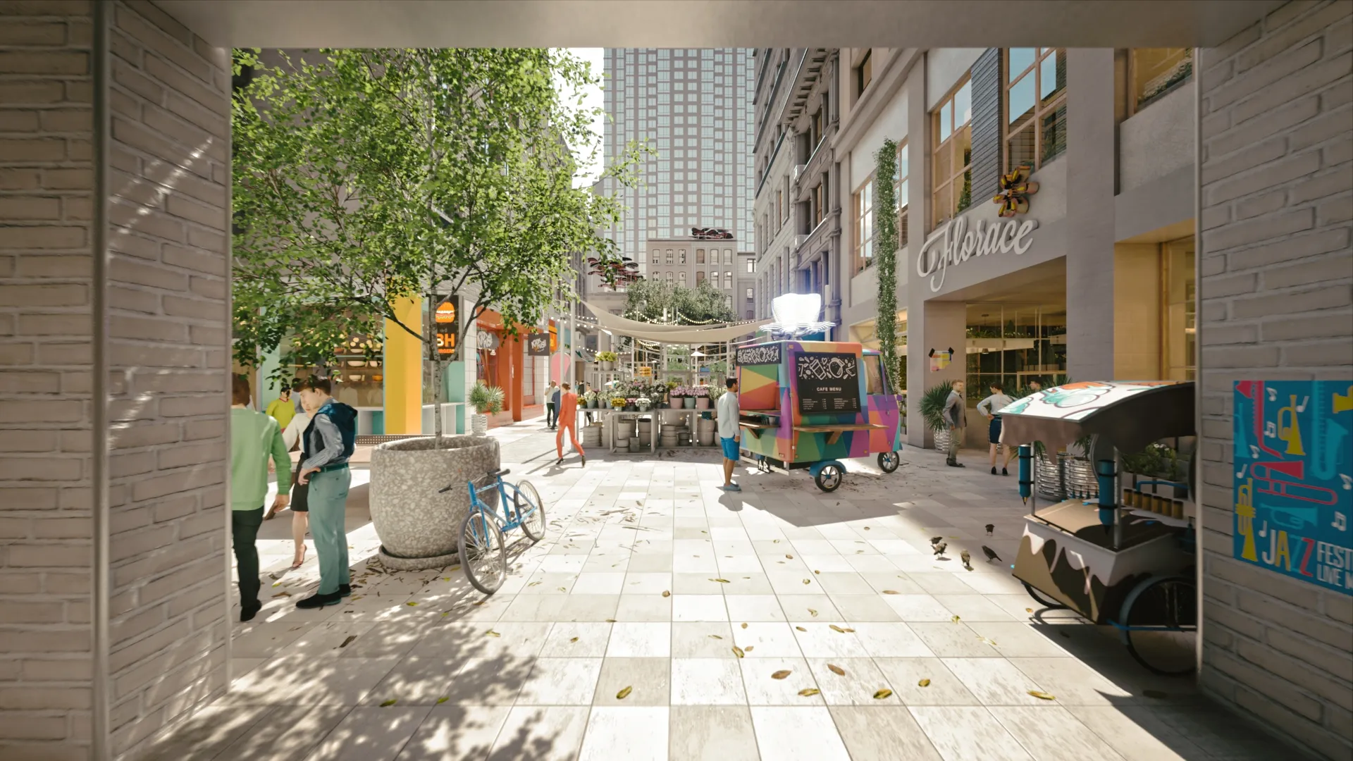 A rendering from ODA’s&nbsp;“Beyond The Street” proposal shows a block in Manhattan’s Chelsea neighborhood that has been opened up to reveal an interior courtyard.