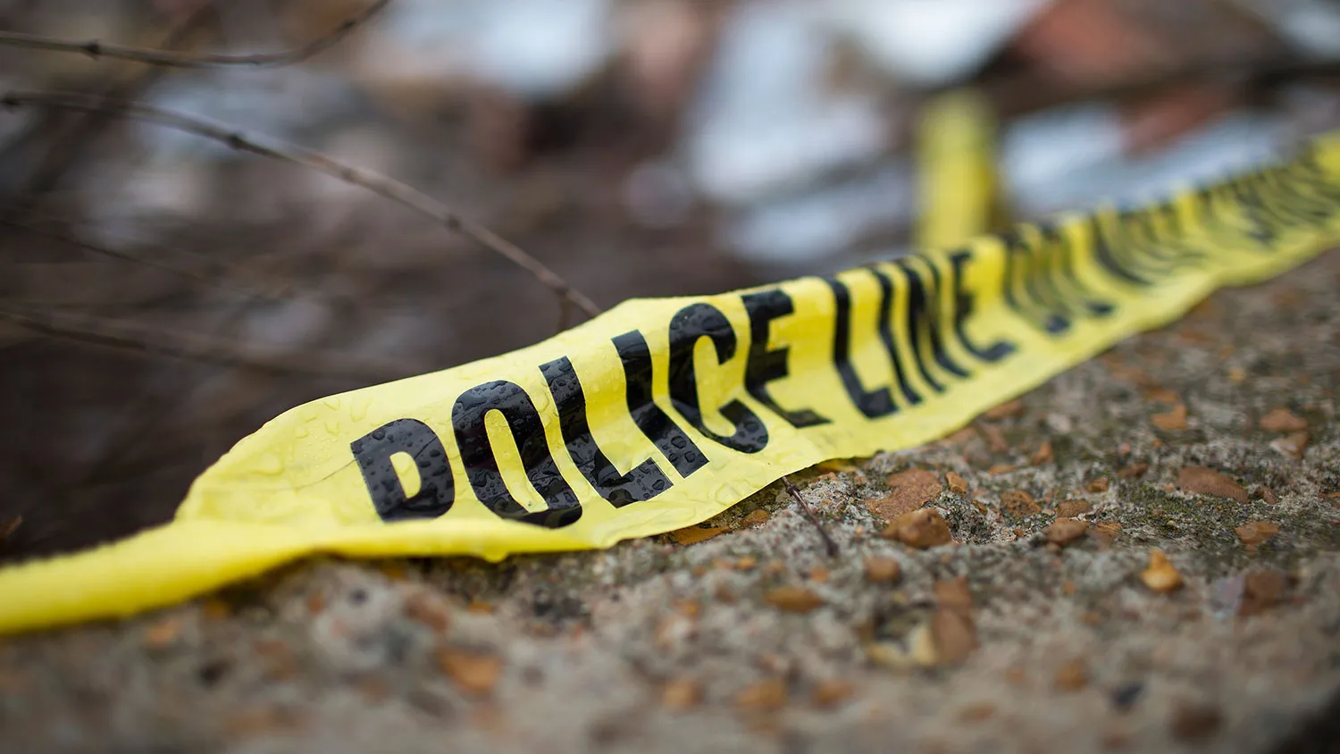 Crime scene tape is seen on March 13, 2015 in Dellwood, Missouri.
