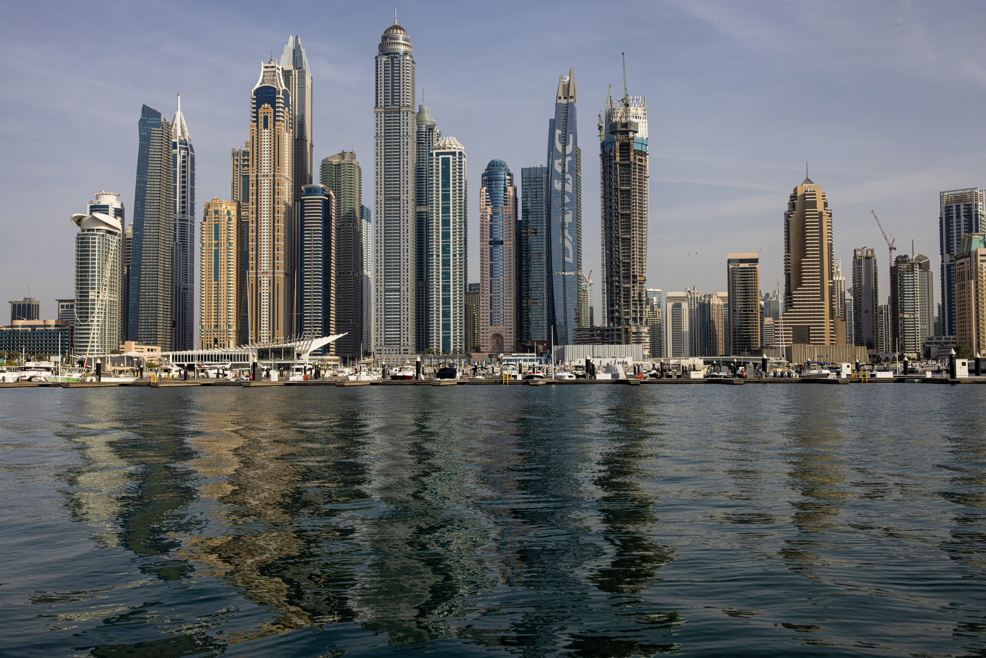Residential skyscrapers in the Dubai Marina district, United Arab Emirates.