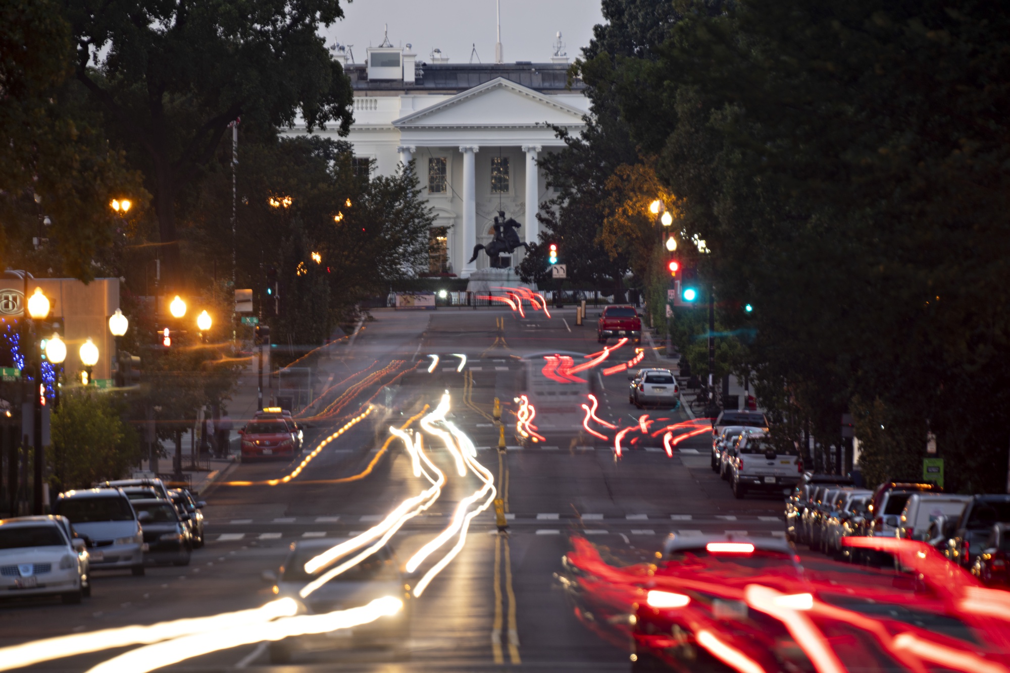 Traffic moves near the White House in Washington, D.C.