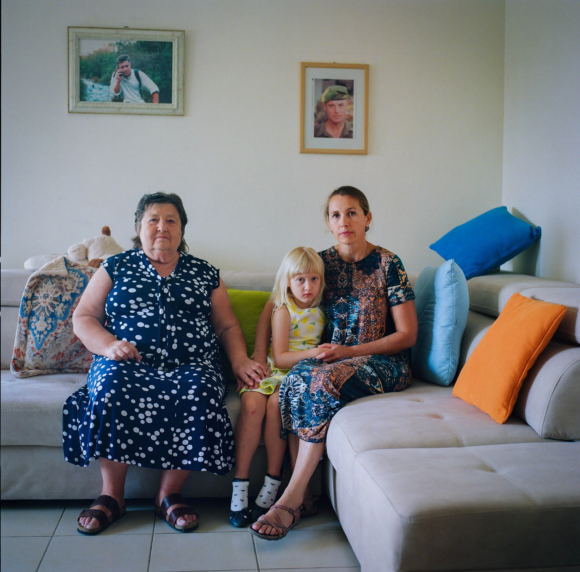 Ludmila Rozhkov and Irena Akselrod, grandmother and mother of Veronica (center)­—daughter of Rozhkov’s son, German.