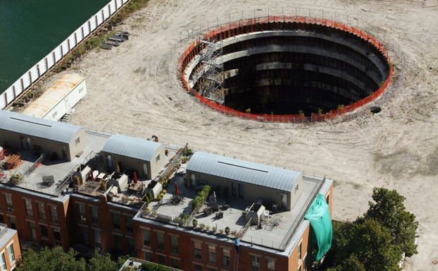The pit dug to accommodate the Chicago Spire, a now-canceled construction project.