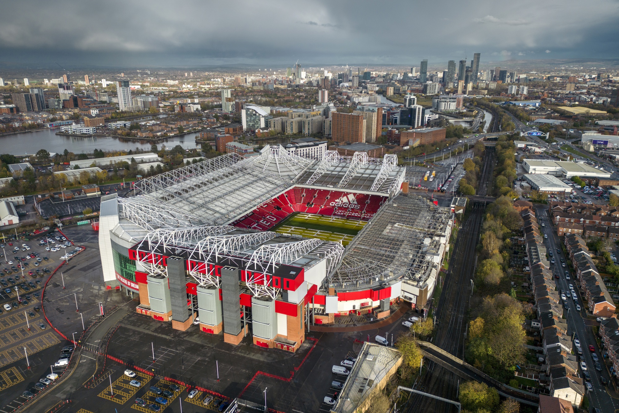 The Old Trafford Stadium, the home of Manchester United Football Club.
