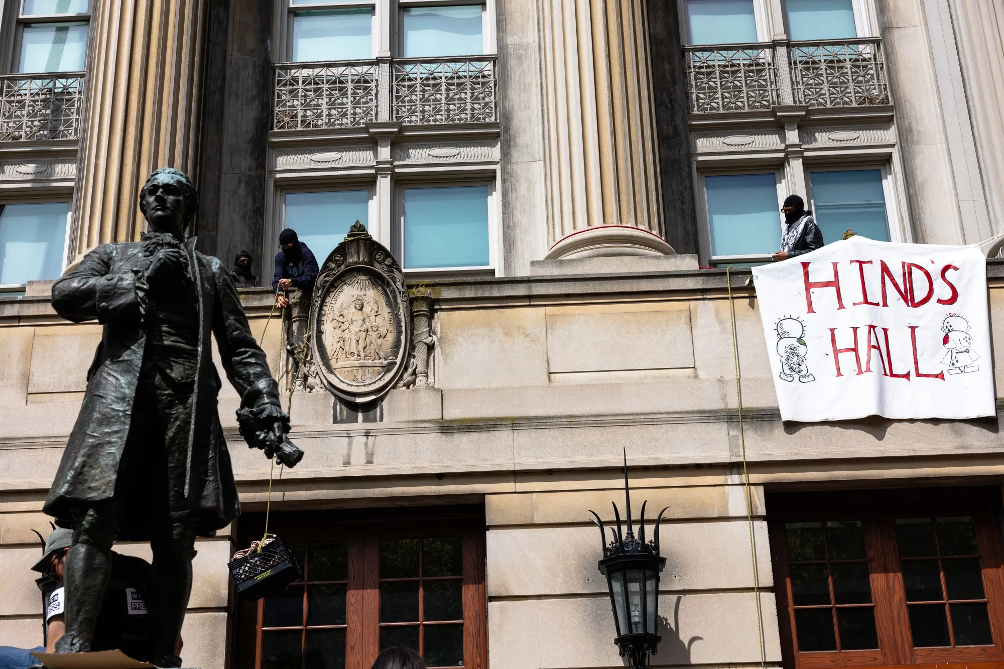 Protesters at Hamilton Hall at Columbia University in New York on April 30.