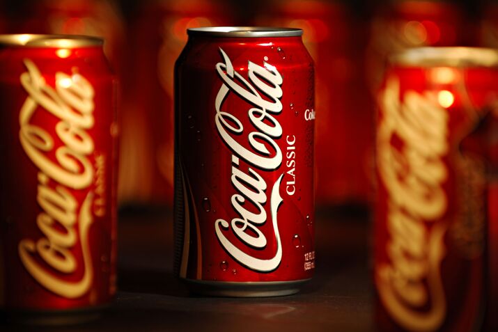 Cans of Coca-Cola are arranged for a photograph in New York,
