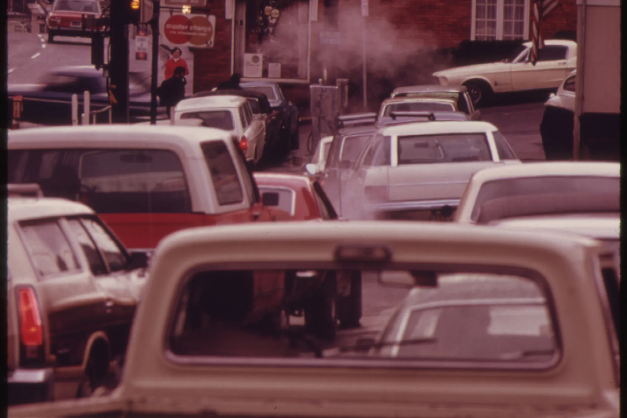 In Portland in December 1973, shortly before Oregon adopted a system of dispensing gas by license plate numbers.