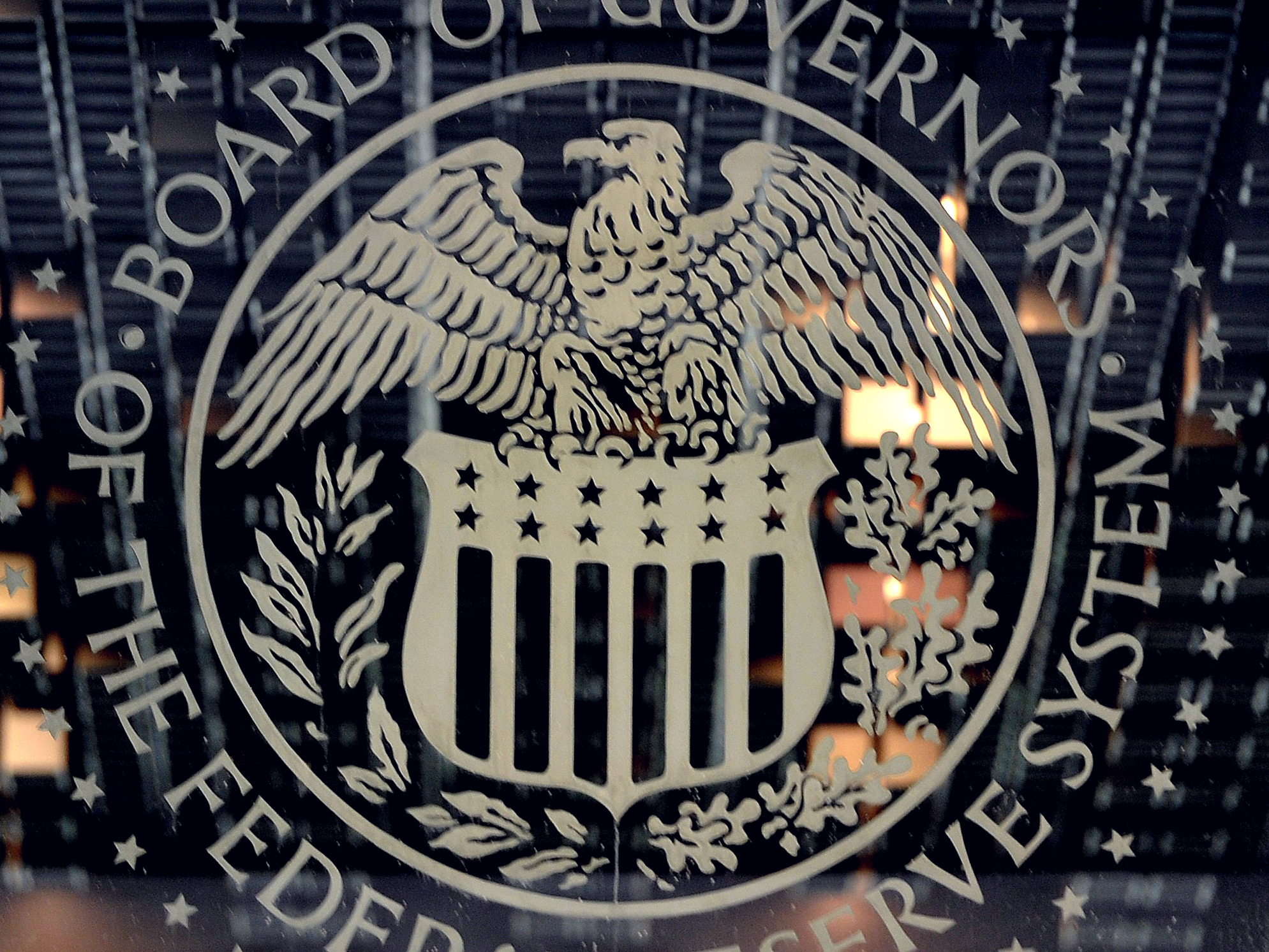 The US Federal Reserve emblem is seen on