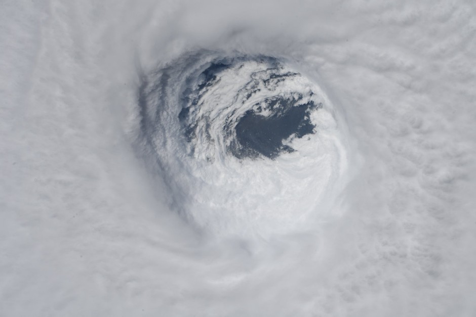 Hurricane Michael's enormous eye, as photographed by the NASA astronaut.