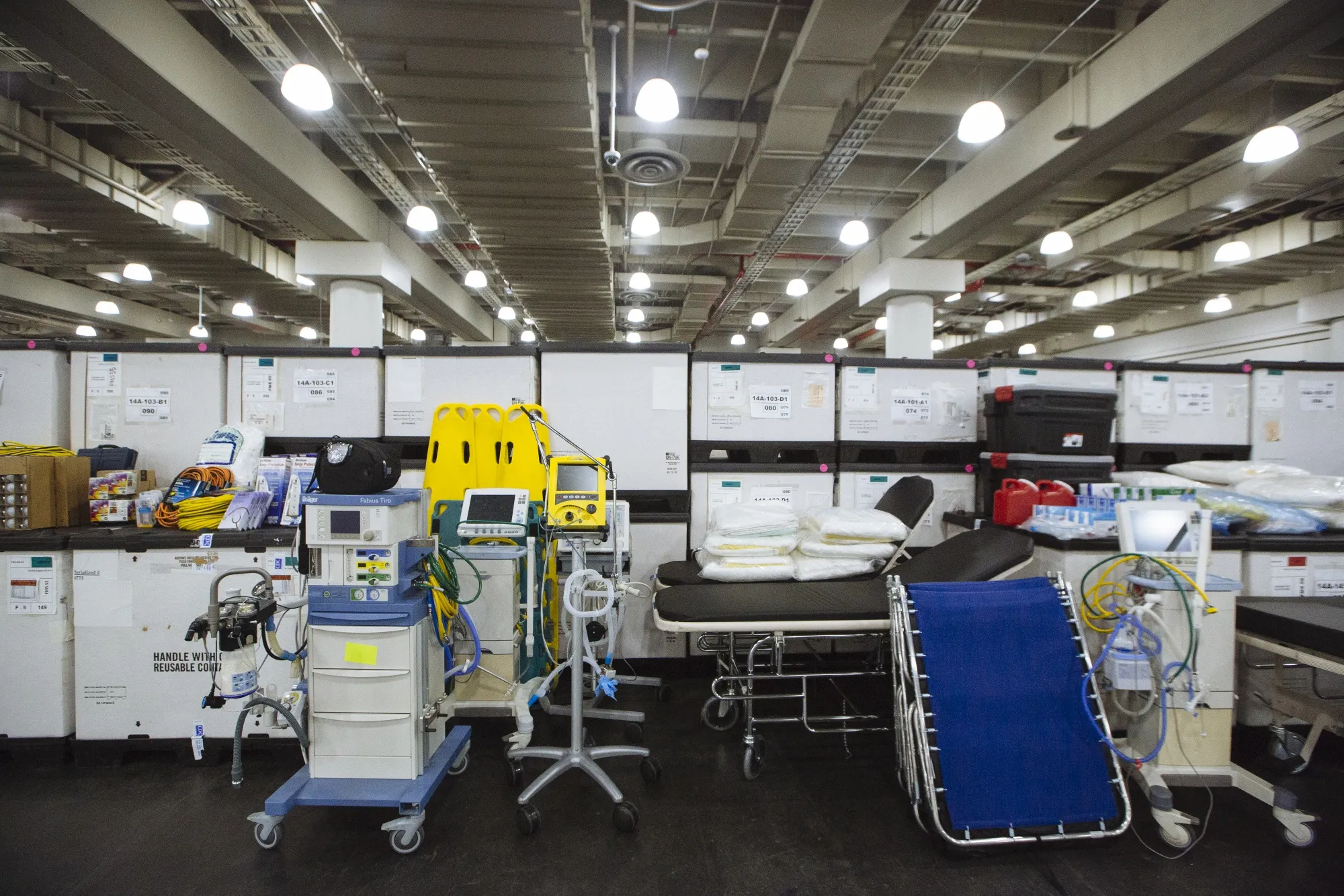 Medical equipment stands at the&nbsp;Jacob K. Javits Convention Center&nbsp;in New York on March 23.&nbsp;