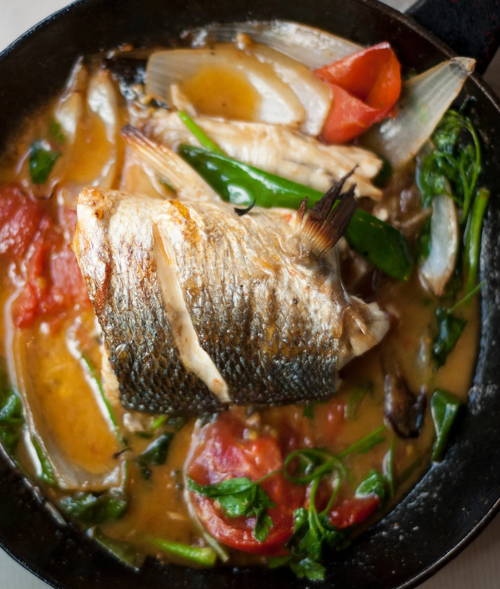 Roast seabass at North Abraxass restaurant in Tel Aviv is a favorite of chef Yotam Ottolenghi.