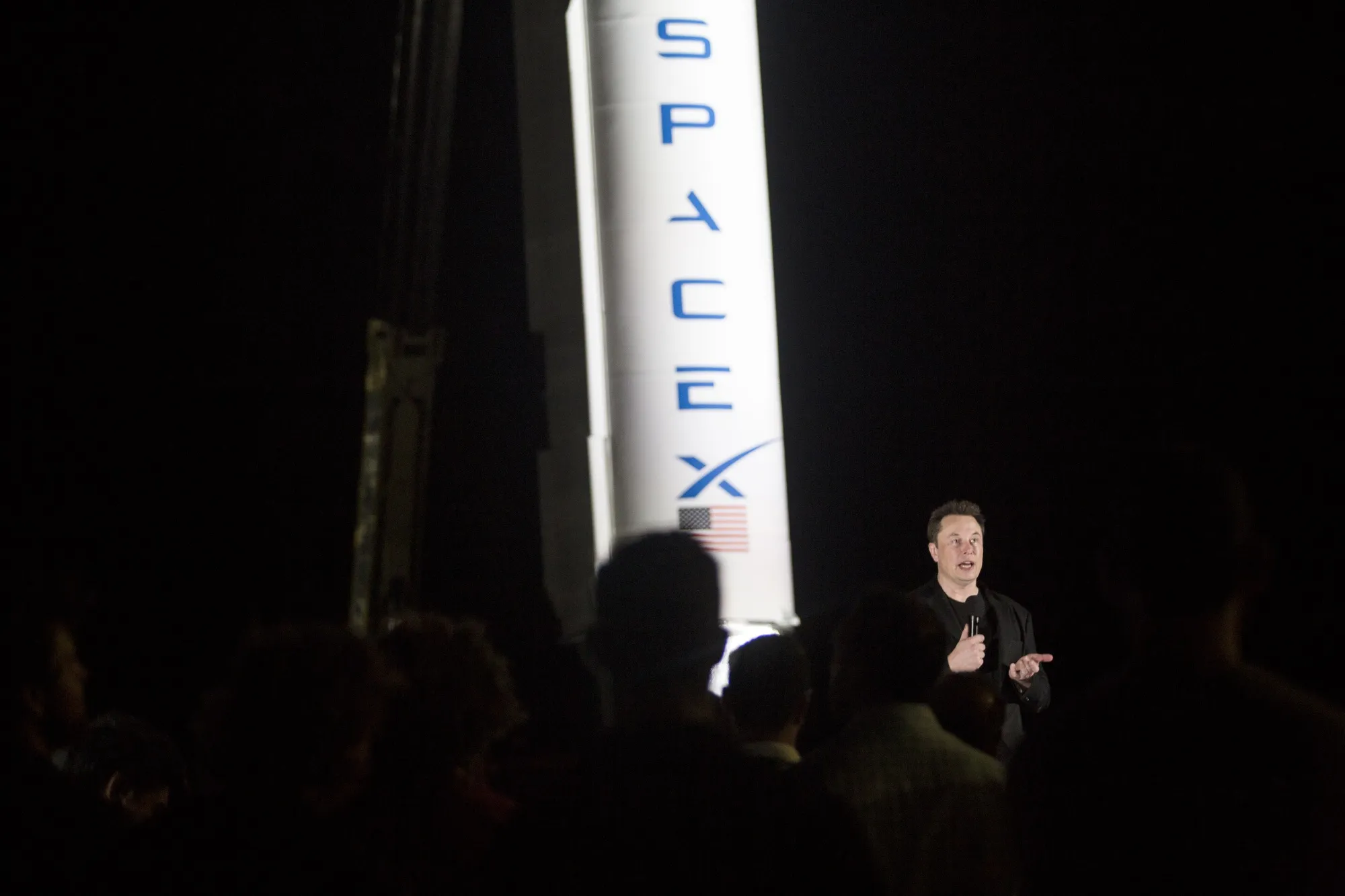 Elon Musk during an event at the SpaceX launch facility in Cameron County, Texas.