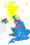 UK electoral map by party and constituency.