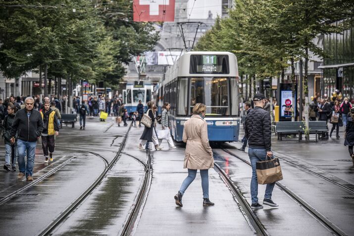 Shoppers in Zurich. 