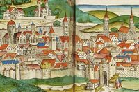A first edition of the Nuremberg Chronicle from 1493 carries an estimate of $200,000 to $300,000.