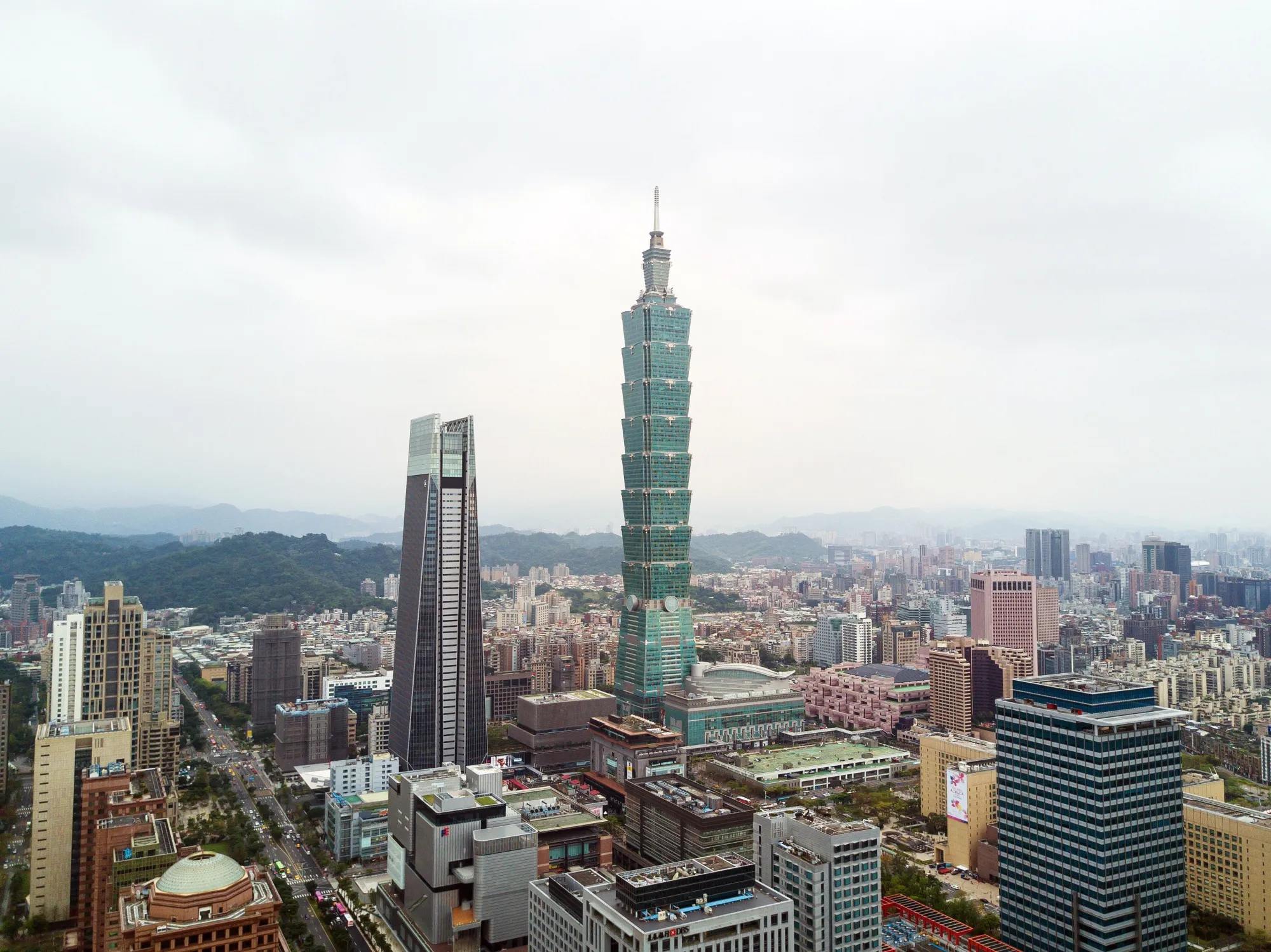 The Taipei 101 building, center, stands in Taipei.