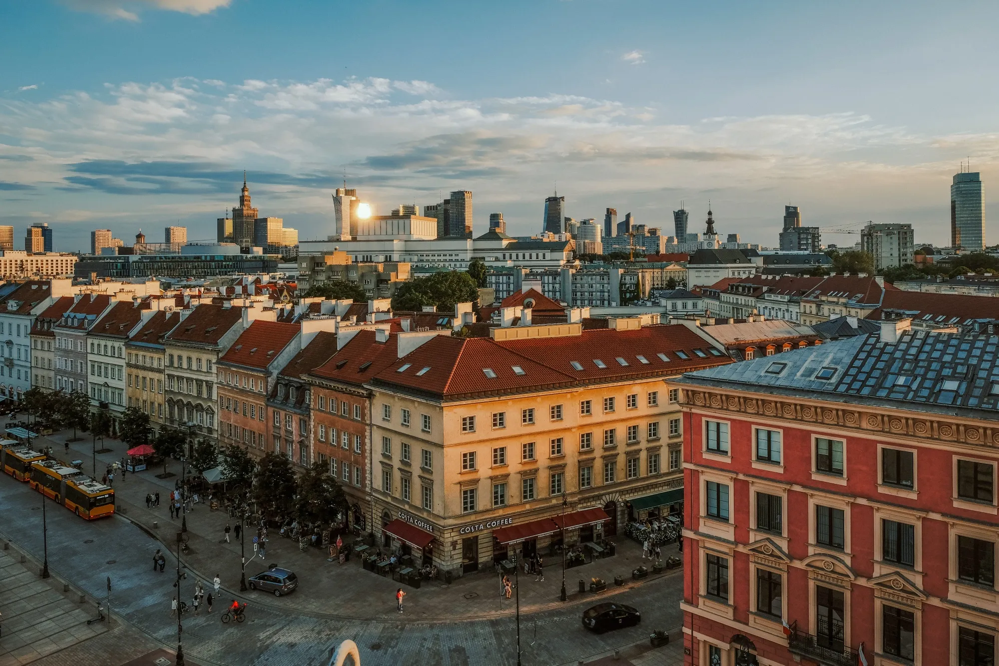 Residential and commercial buildings in the old town area of Warsaw.